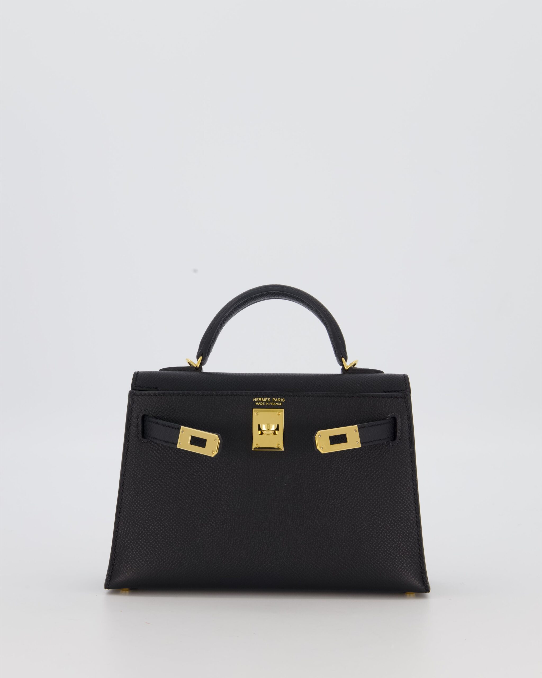Hermes Mini Kelly II Sellier Bag Black Epsom Leather with Gold Hardware