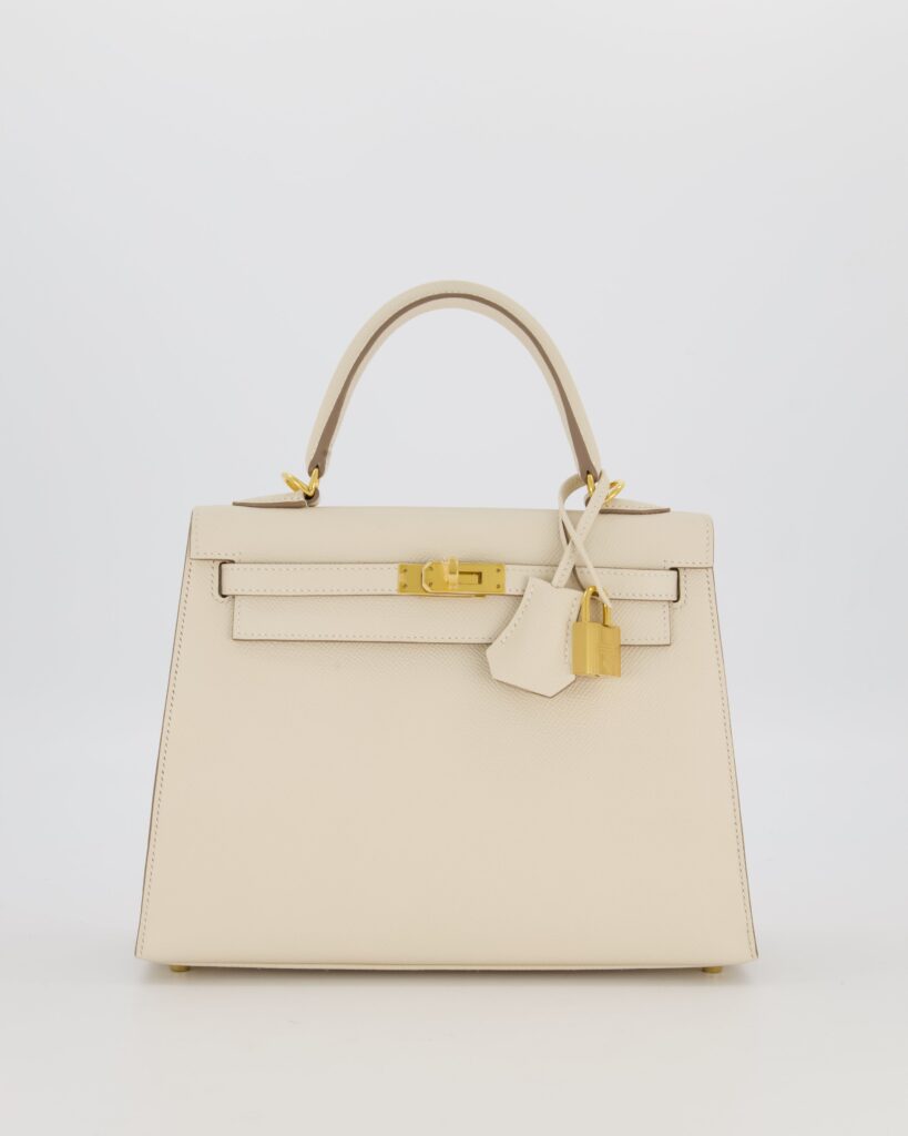 Hermes Kelly 25 Sellier Bag in Craie Epsom Leather and Gold Hardware - Product Image 2