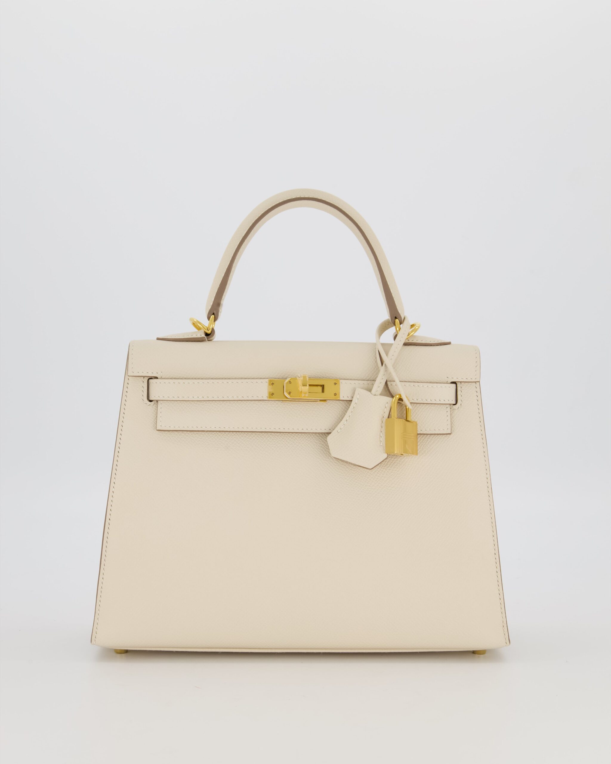 Hermes Kelly 25 Sellier Bag in Craie Epsom Leather and Gold Hardware