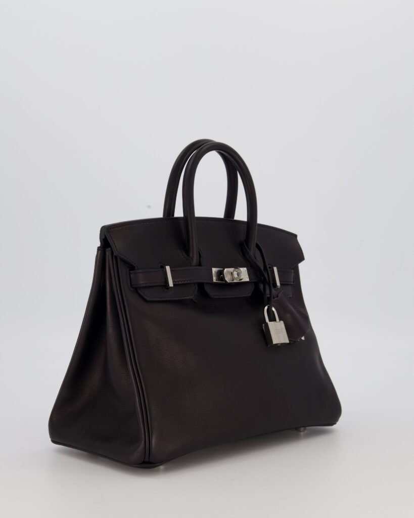 Hermes Birkin 25 Retourne Bag in Noir Volupto Leather with Palladium Hardware - Product Image 2