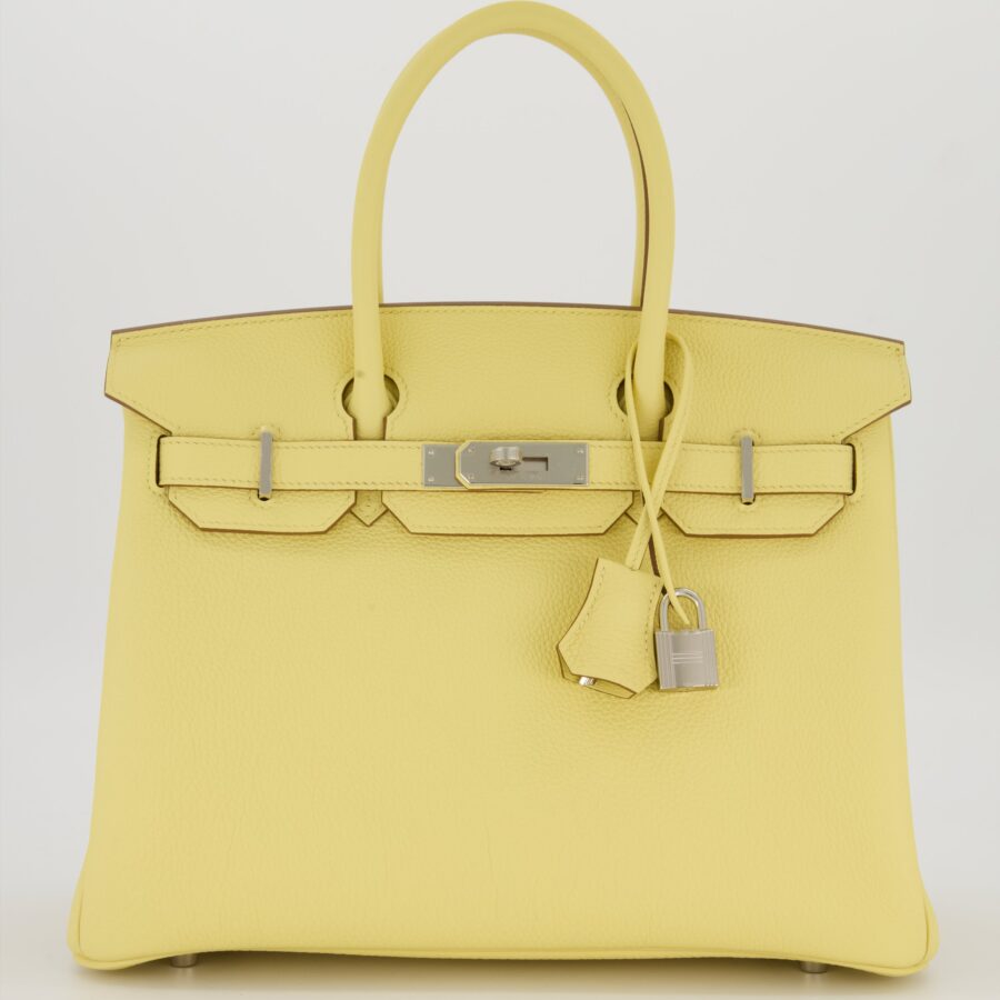 Hermes Birkin 30 Retourne Bag in Jaune Poussin Togo Leather with Palladium Hardware | Studio Nafay