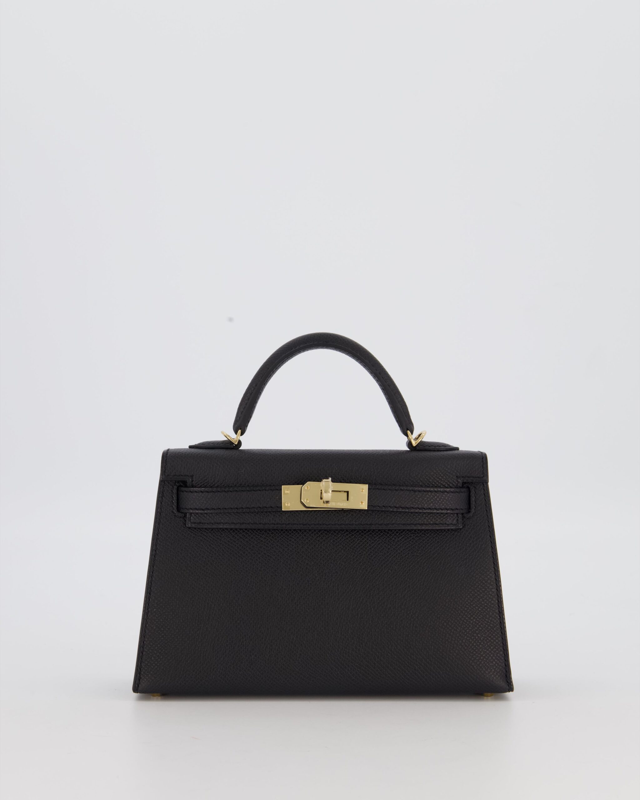*SUPER RARE* Hermes HSS Mini Kelly II 20 Verso Bag in Noir Epsom Leather with Permabrass Hardware and Nata Interior