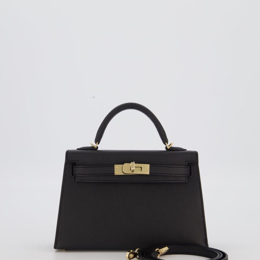 *SUPER RARE* Hermes HSS Mini Kelly II 20 Verso Bag in Noir Epsom Leather with Permabrass Hardware and Nata Interior | Studio Nafay