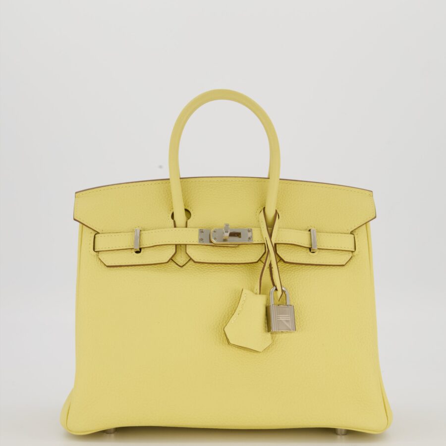 Hermes Birkin 25 Retourne Bag in Jaune Poussin Togo Leather with Palladium Hardware | Studio Nafay