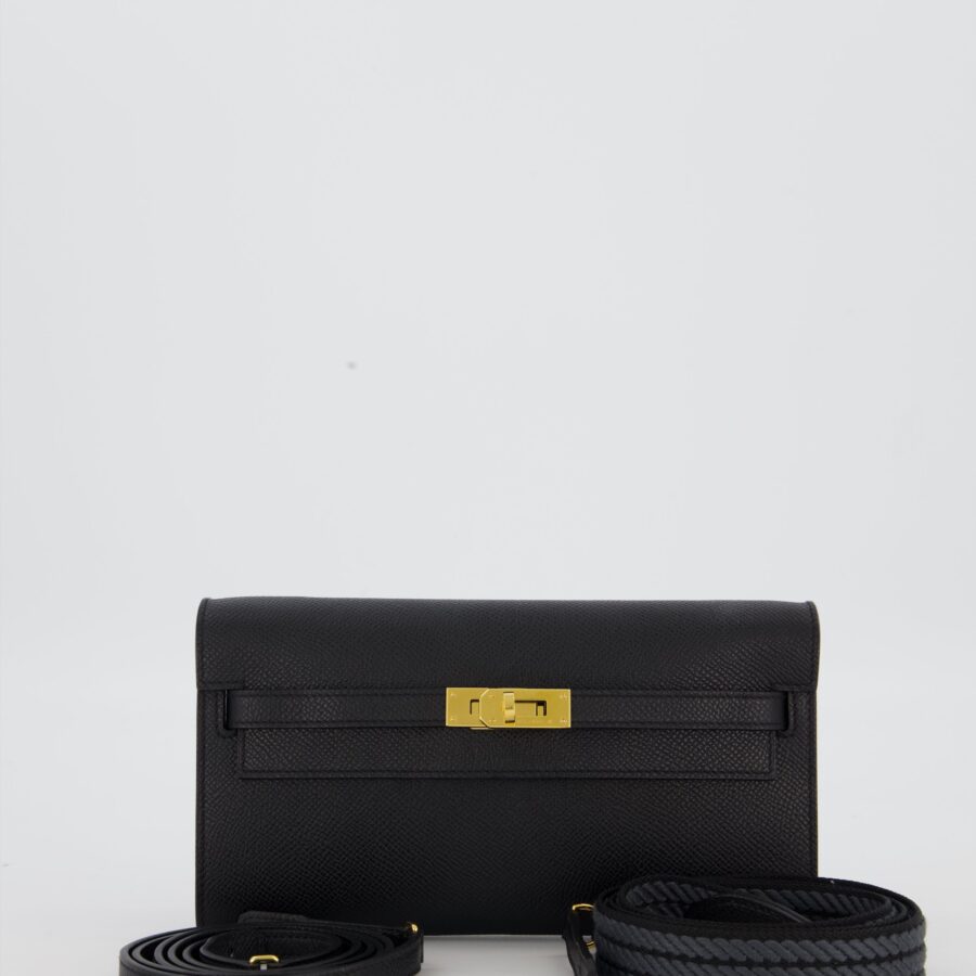 Hermes Kelly To Go Bag in Noir Epsom Leather with Gold Hardware | Studio Nafay