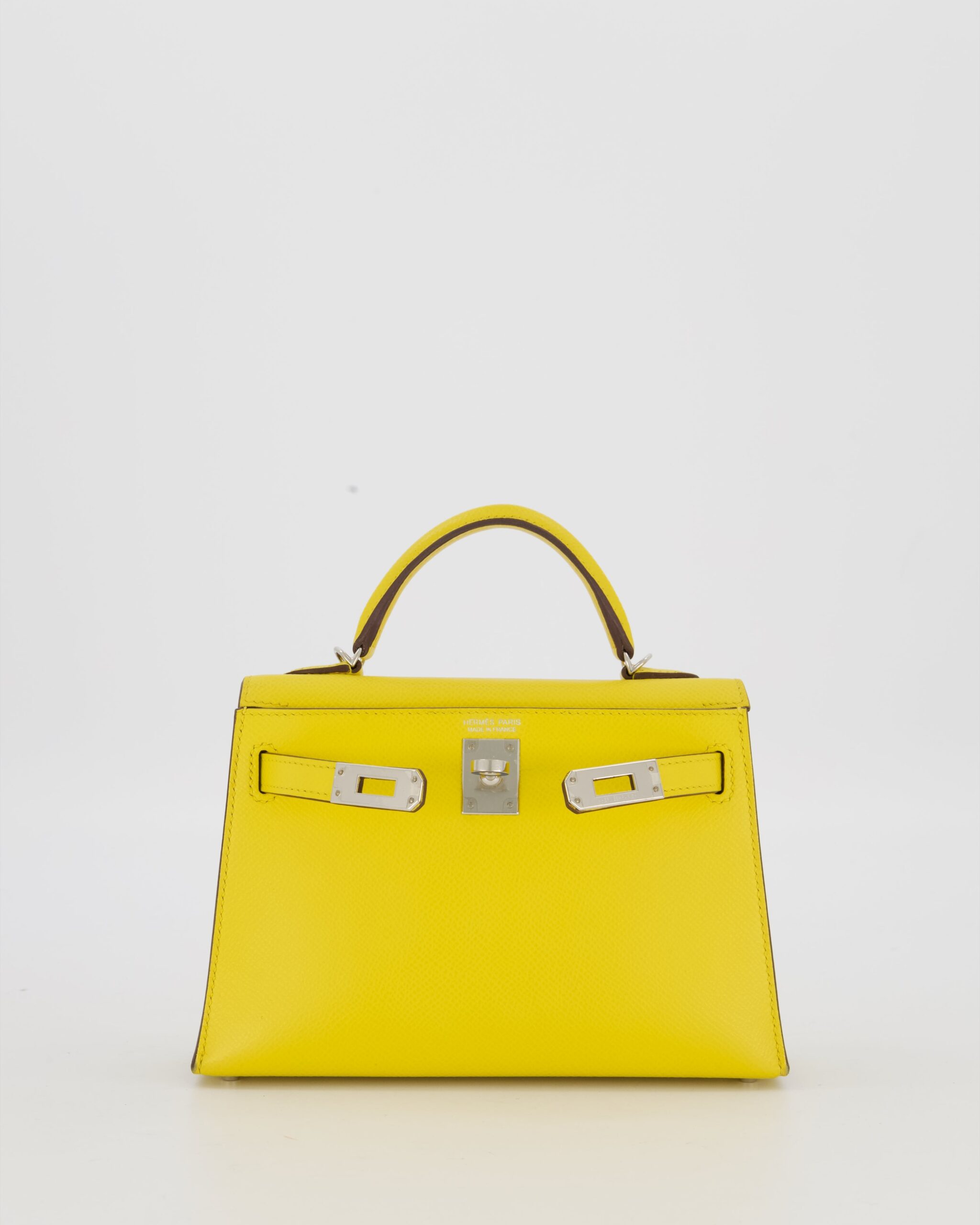 Hermes Mini Kelly II 20 Bag in Jaune De Naples Epsom Leather with Palladium Hardware