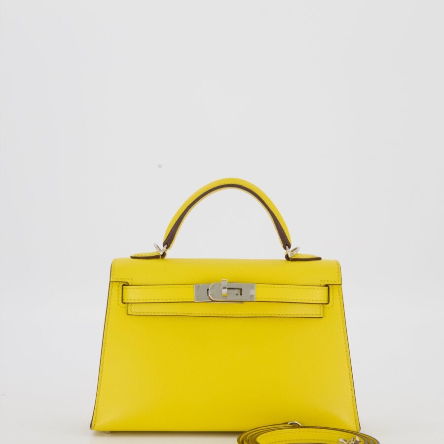 Hermes Mini Kelly II 20 Bag in Jaune De Naples Epsom Leather with Palladium Hardware | Studio Nafay