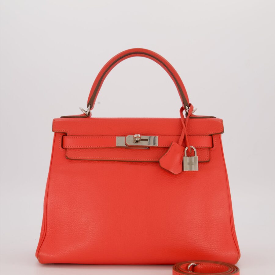 Hermes Kelly 28 Retourne Bag in Rose Jaipur Togo Leather with Palladium Hardware | Studio Nafay