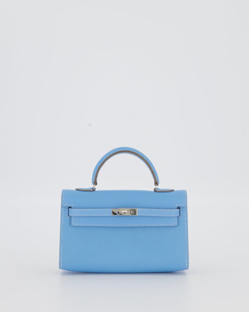 Hermes Micro Mini Kelly 15 Bag in Blue Celeste Epsom Leather with Palladium Hardware - Product Image 2