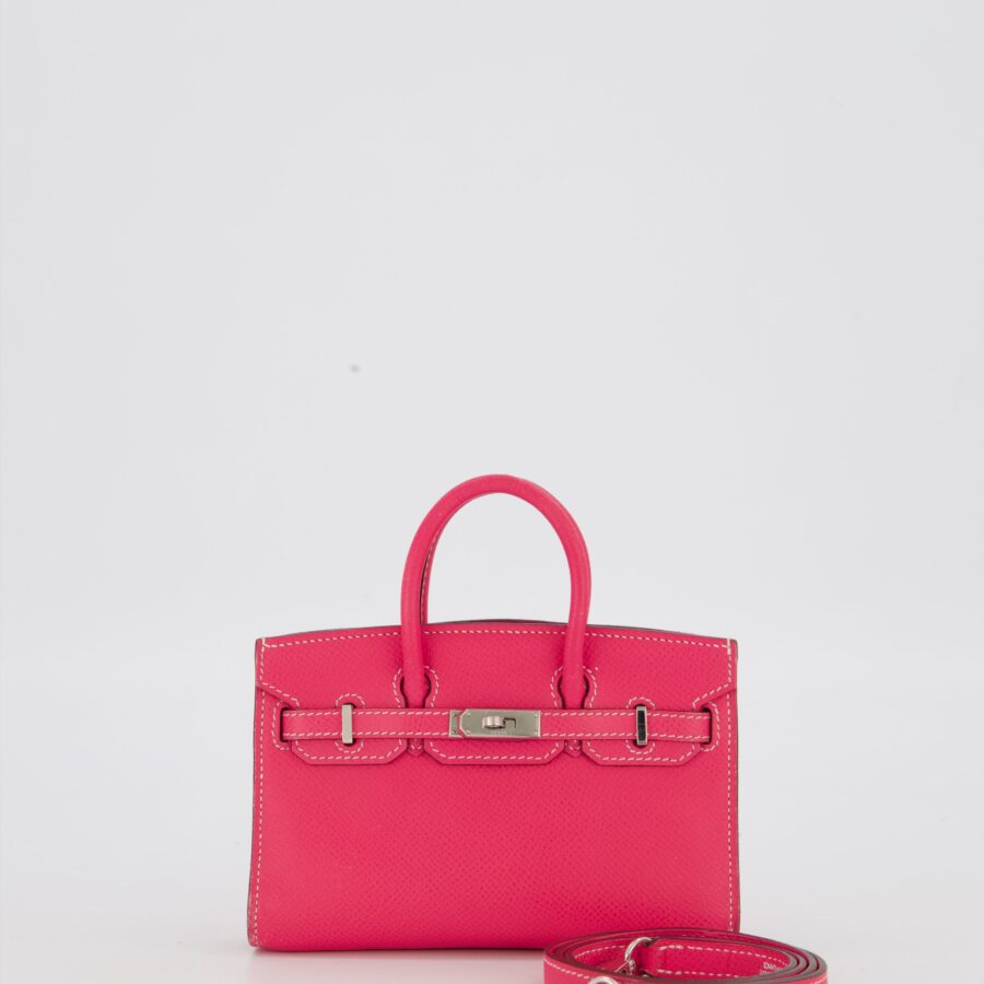Hermes Micro Birkin 15 Bag in Rose Tyrien Epsom Leather with Palladium Hardware | Studio Nafay