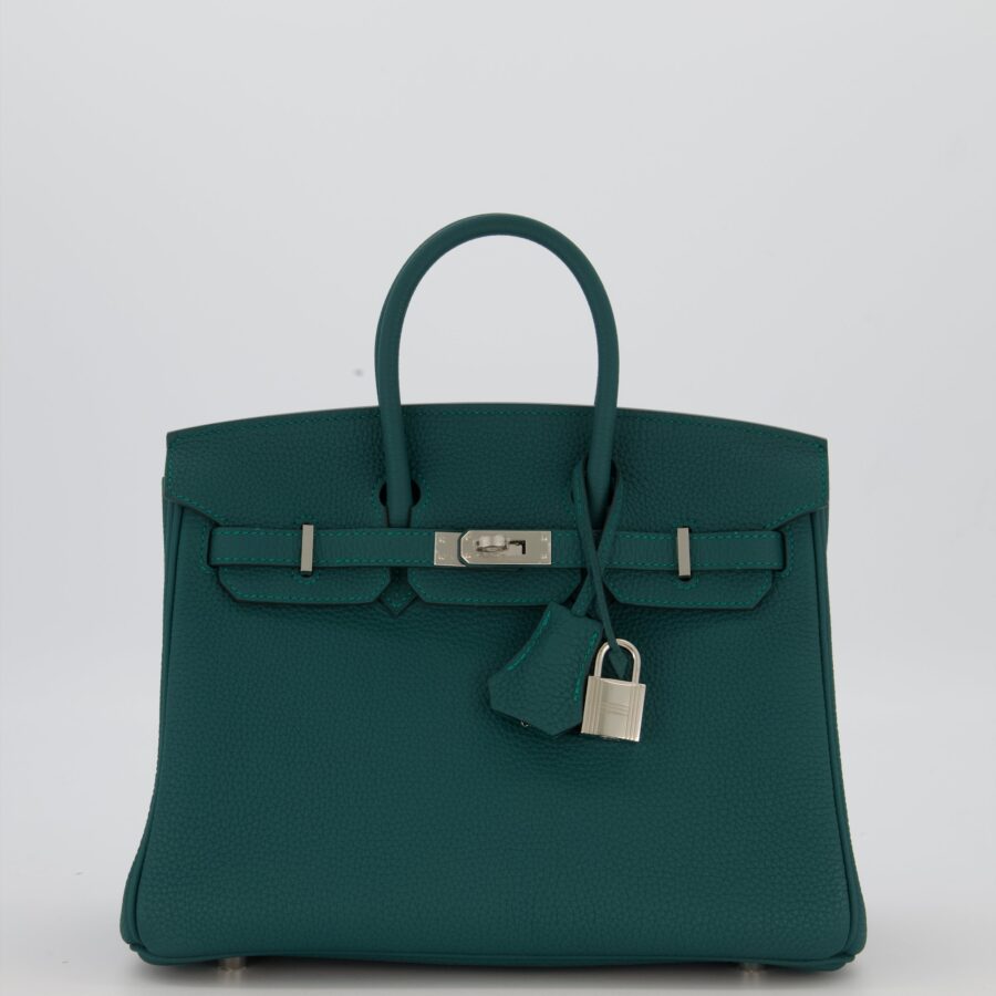 Hermes Birkin 25 Retourne Bag in Malachite Togo Leather with Palladium Hardware | Studio Nafay