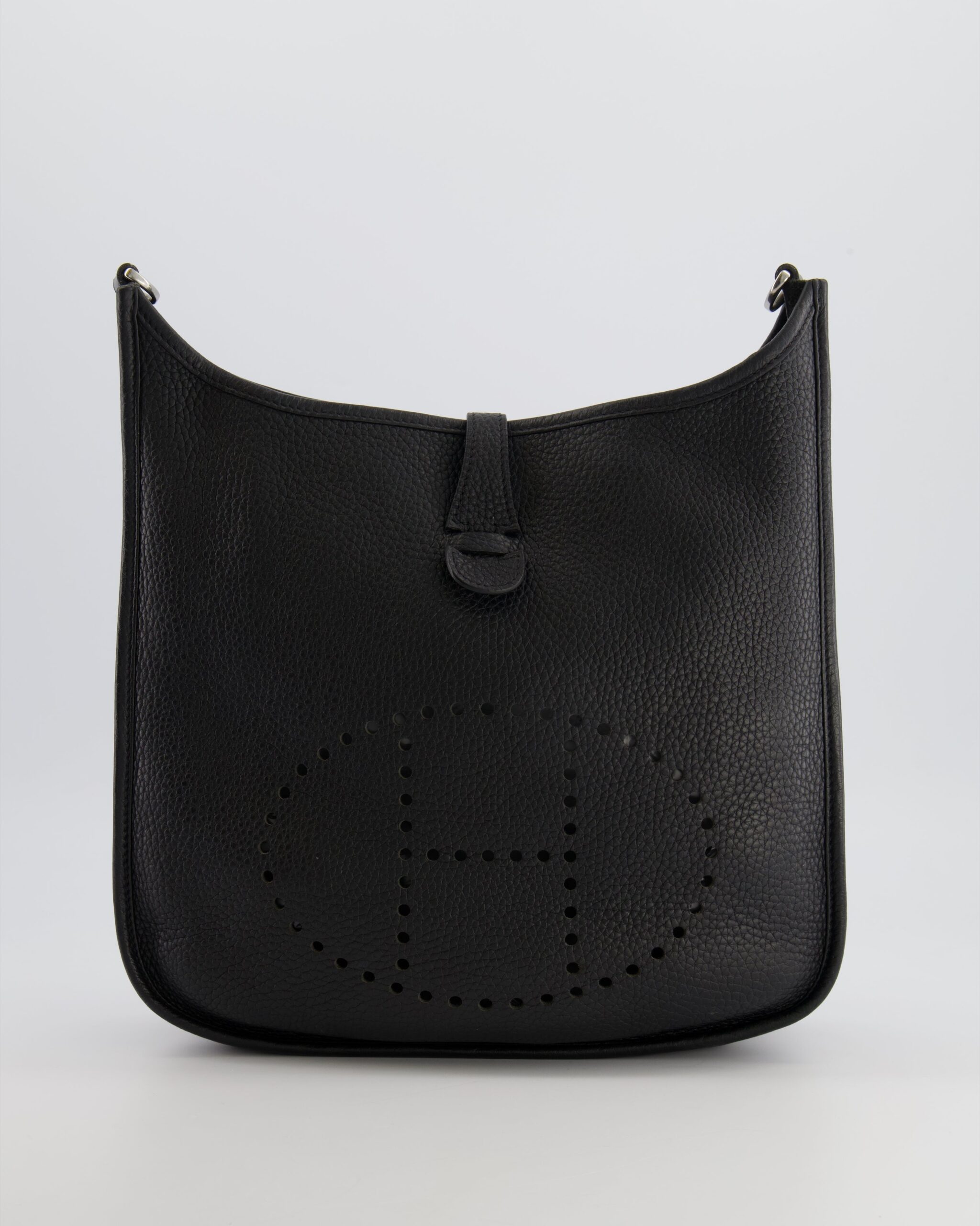 Hermes Evelyne 29 Bag in Noir Clemence Leather with Palladium Hardware