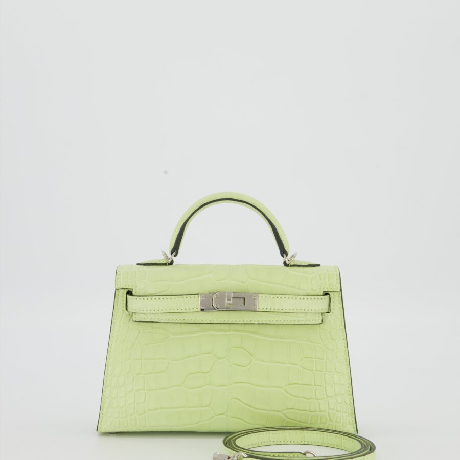 *SUPER RARE & HOT* Hermes Mini Kelly II 20 Bag in Jaune Bourgeon Alligator Mississippiensis Leather with Palladium Hardware | Studio Nafay