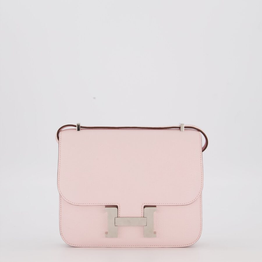 Hermes Constance III 18 Miroir Bag in Rose Darling Chevrè Mysore Leather with Palladium Permabrass Hardware | Studio Nafay