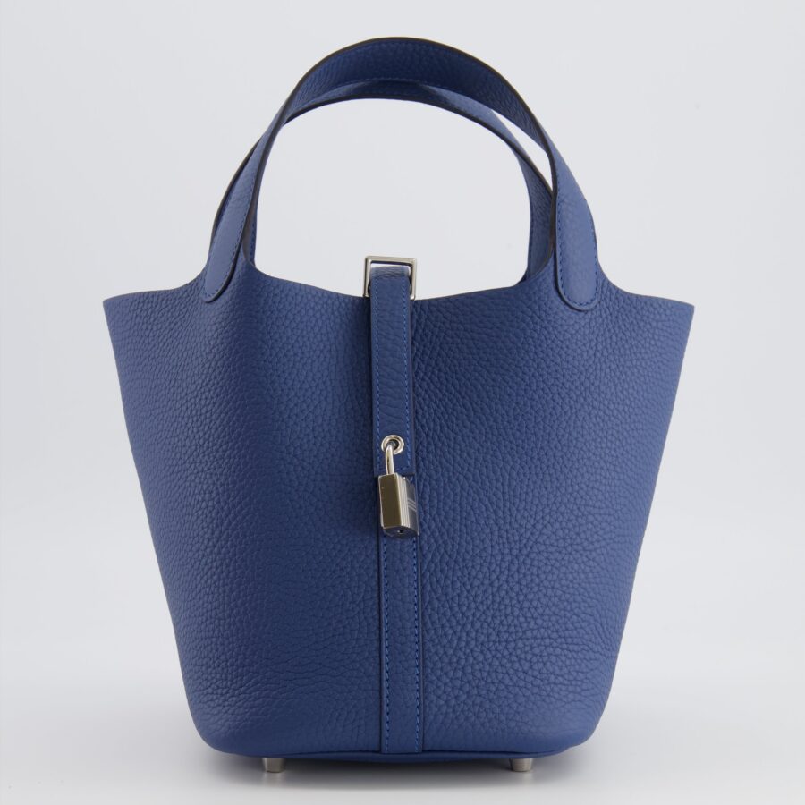 Hermes Picotin Lock 18 Bag in Blue Tie Clemence Leather with Palladium Hardware | Studio Nafay