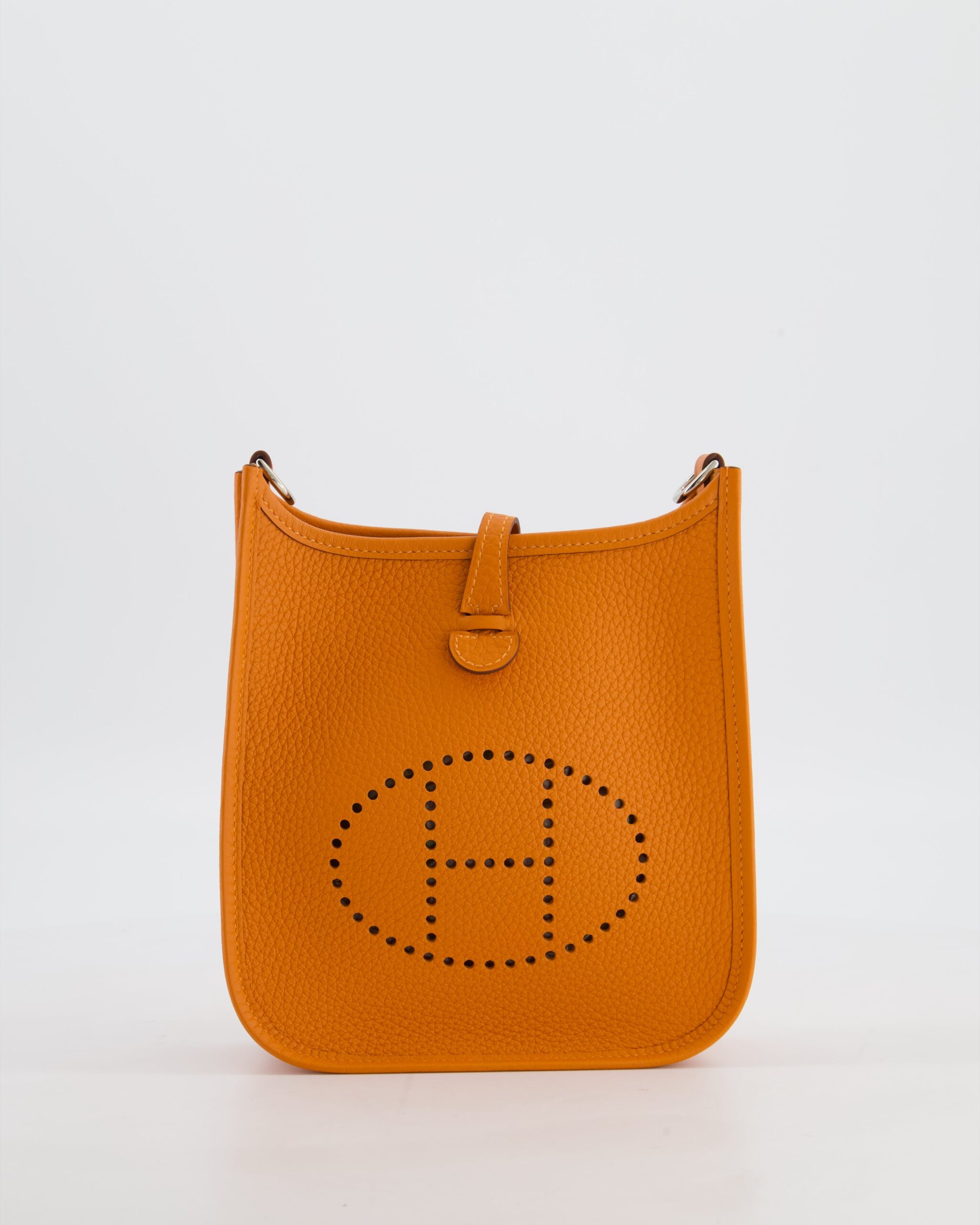 Hermes Mini Evelyne Bag in Orange Clemence Leather with Palladium Hardware