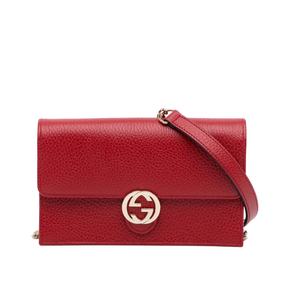 Gucci Interlocking G Wallet On Chain Red Leather | Studio Nafay