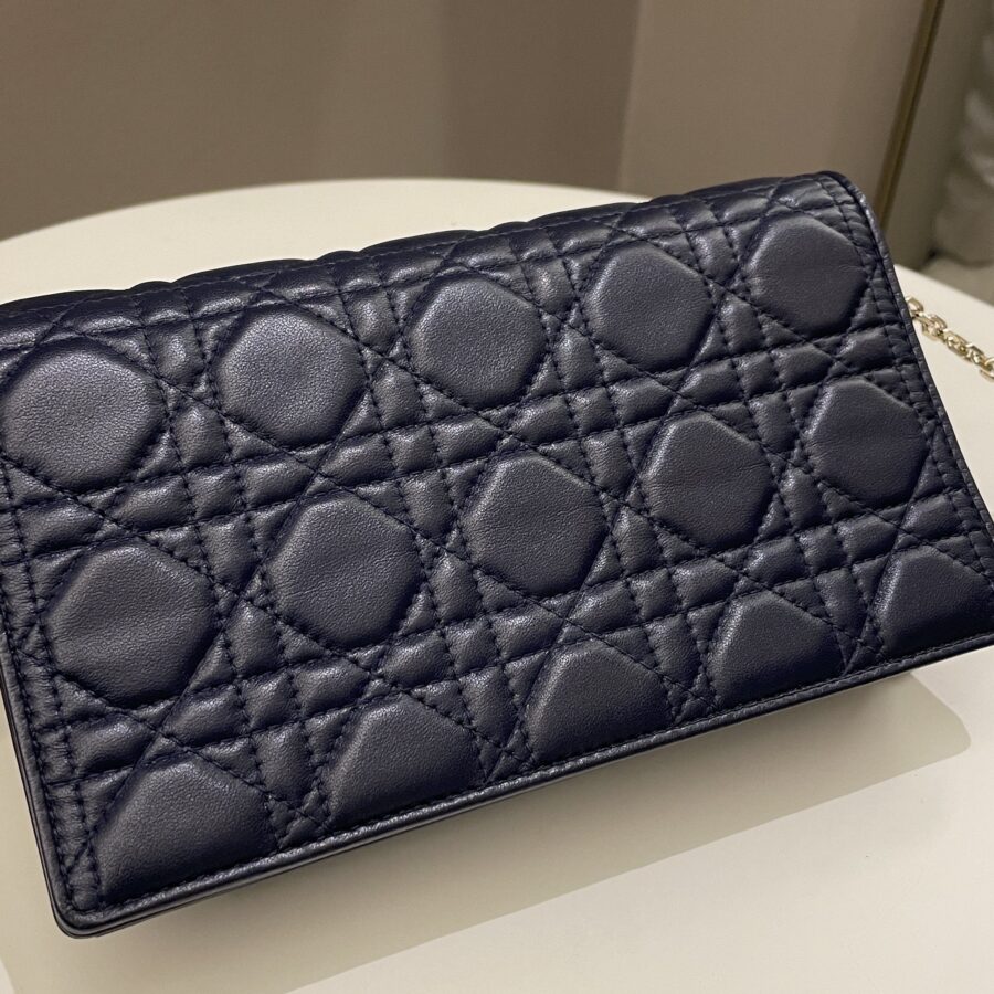 Dior Cannage Chain Shoulder Bag Navy Lambskin | Studio Nafay