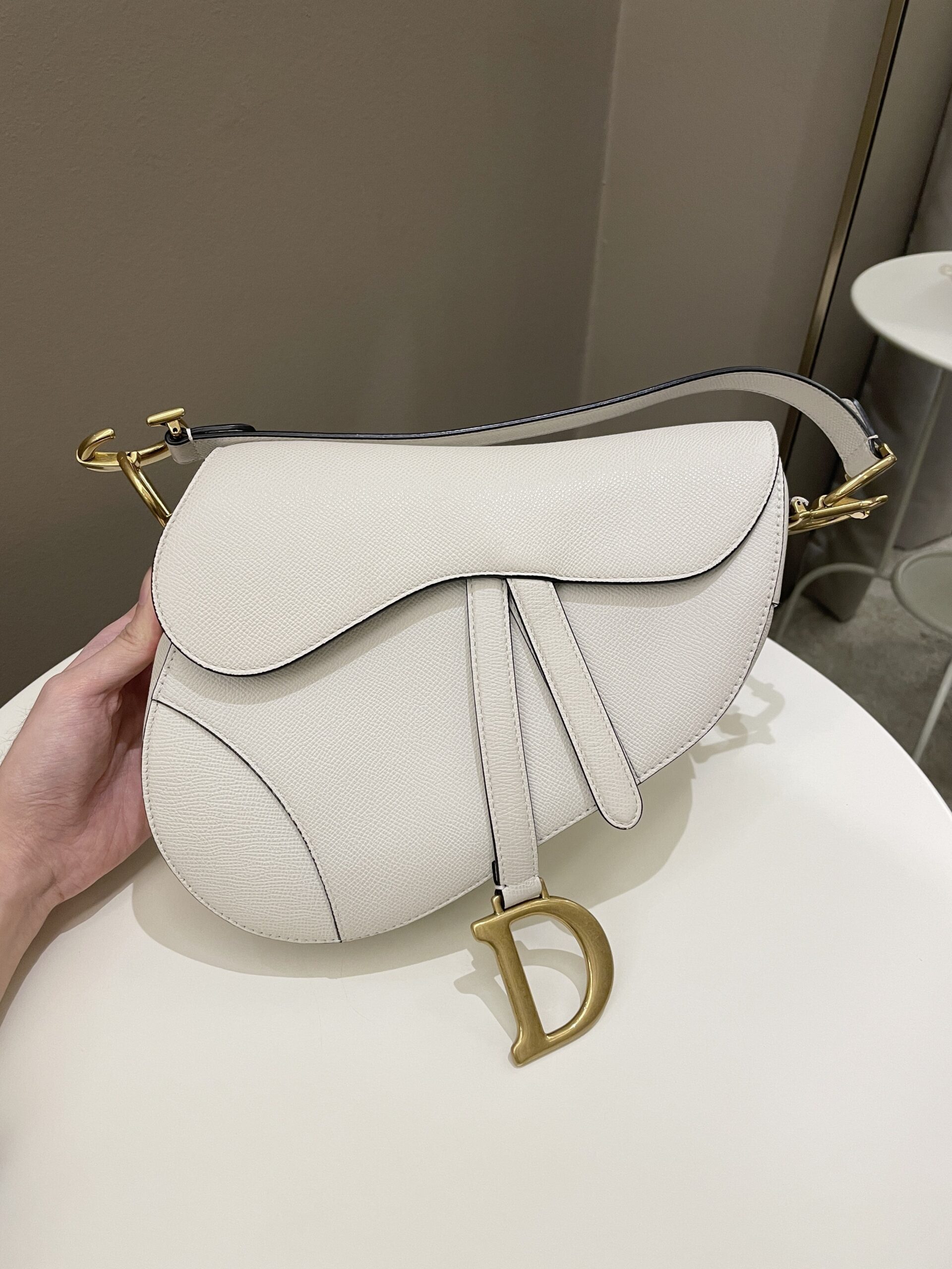 Dior Saddle Bag Ivory Epsom