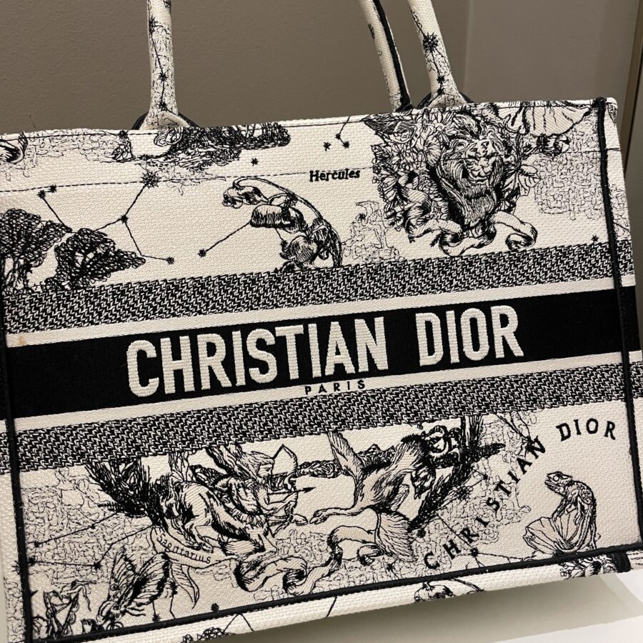 Dior Toile De Jouy Zodiac Book Tote Black/ White Embroidery | Studio Nafay