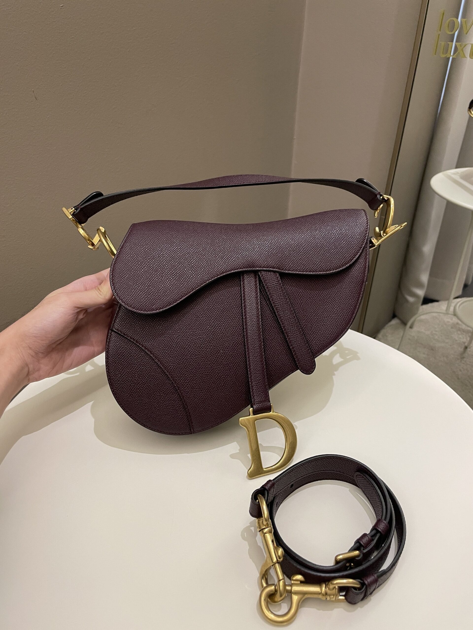 Dior Saddle Bag Amaranth Grained Calfskin
