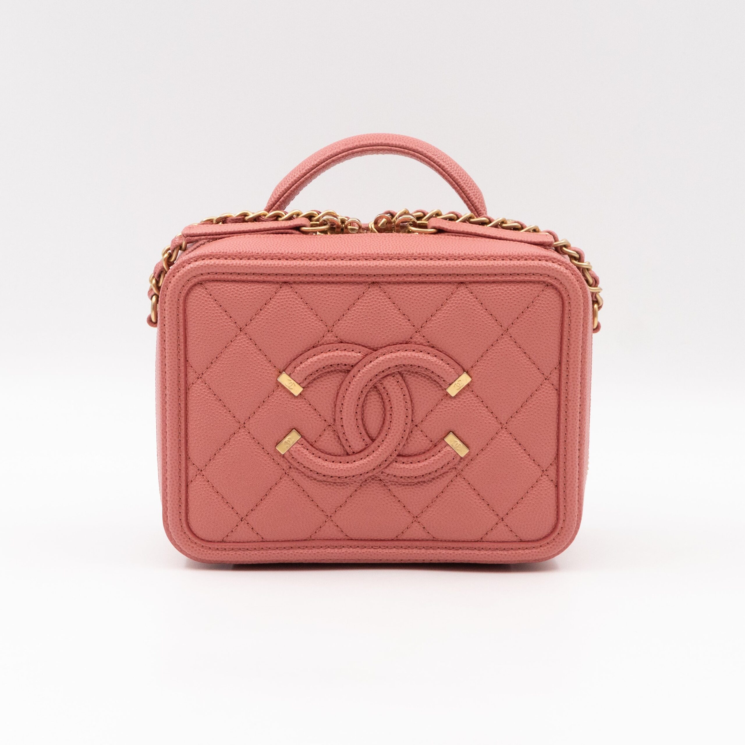 Small Vanity Filigree CC Caviar Light Pink & Gold