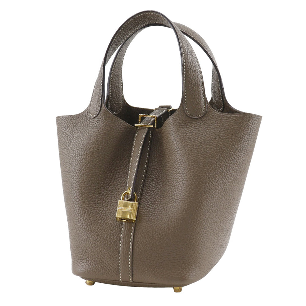 HERMES Handbag Taurillon Clemence Gold Metal Picotan Rock 18 PM