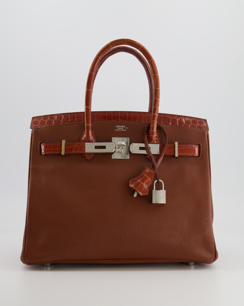 Hermes Birkin 30 Touch Bag in Noisette Chèvre Mysore and Etrusque Crocodile Niloticus Leather with Palladium Hardware - Product Image 2
