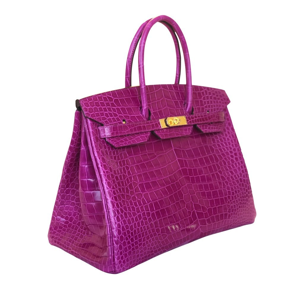 HermesBirkin 35 Rose Sheherazade Crocodile Bag