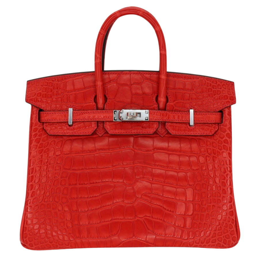 Hermes25cm Birkin Geranium Matte Alligator Palladium Hardware | Studio Nafay