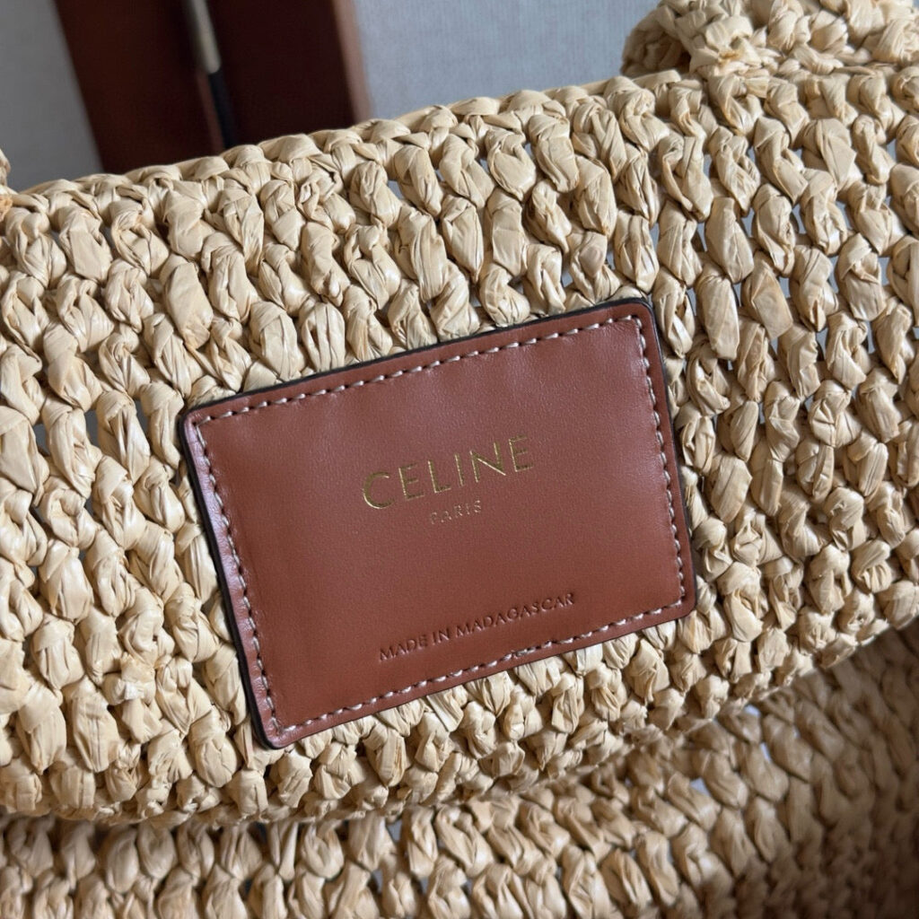 Celine Cabas Thais Handbag Beige mix Brown Plant Material And Cow Leather - Product Image 2