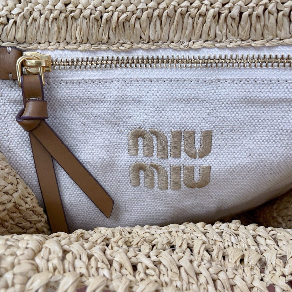 Miu Miu Tote Woven Bag Beige mix Brown Raffia - Product Image 2