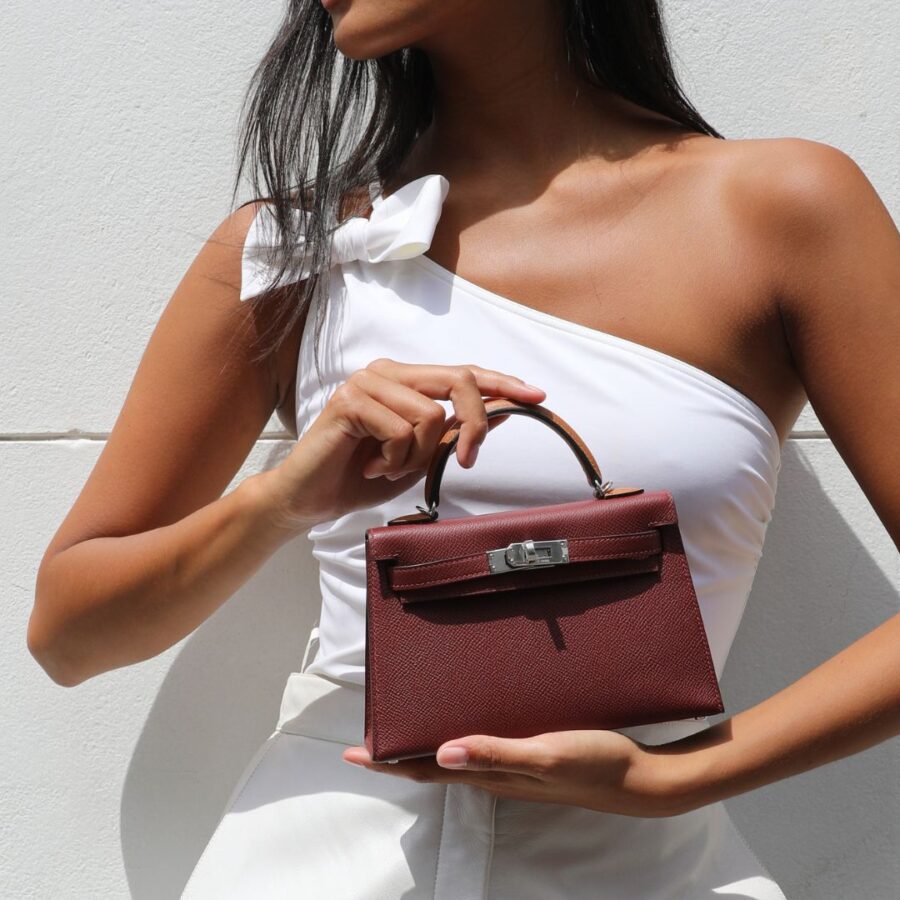 *SUPER RARE* Hermes Mini Kelly II Tricolour 20 Bag In Rouge H, Gold, and Bai Brun Epsom Leather with Palladium Hardware | Studio Nafay