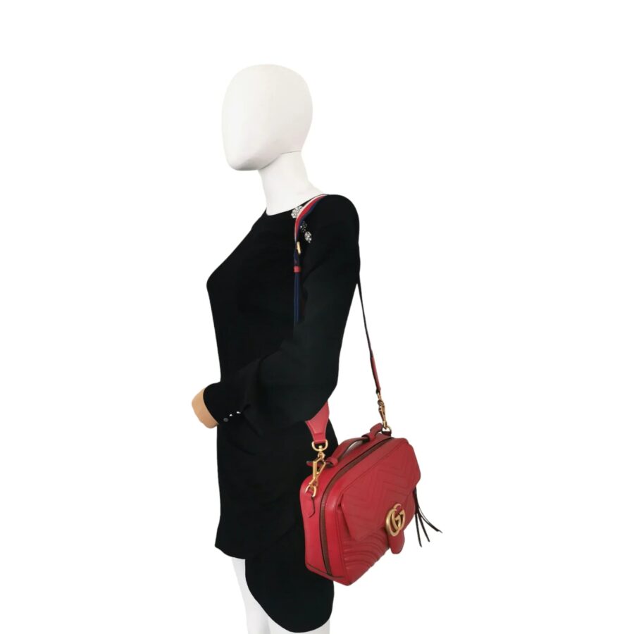 Gucci Marmont Top Handle Small Red Calfskin | Studio Nafay