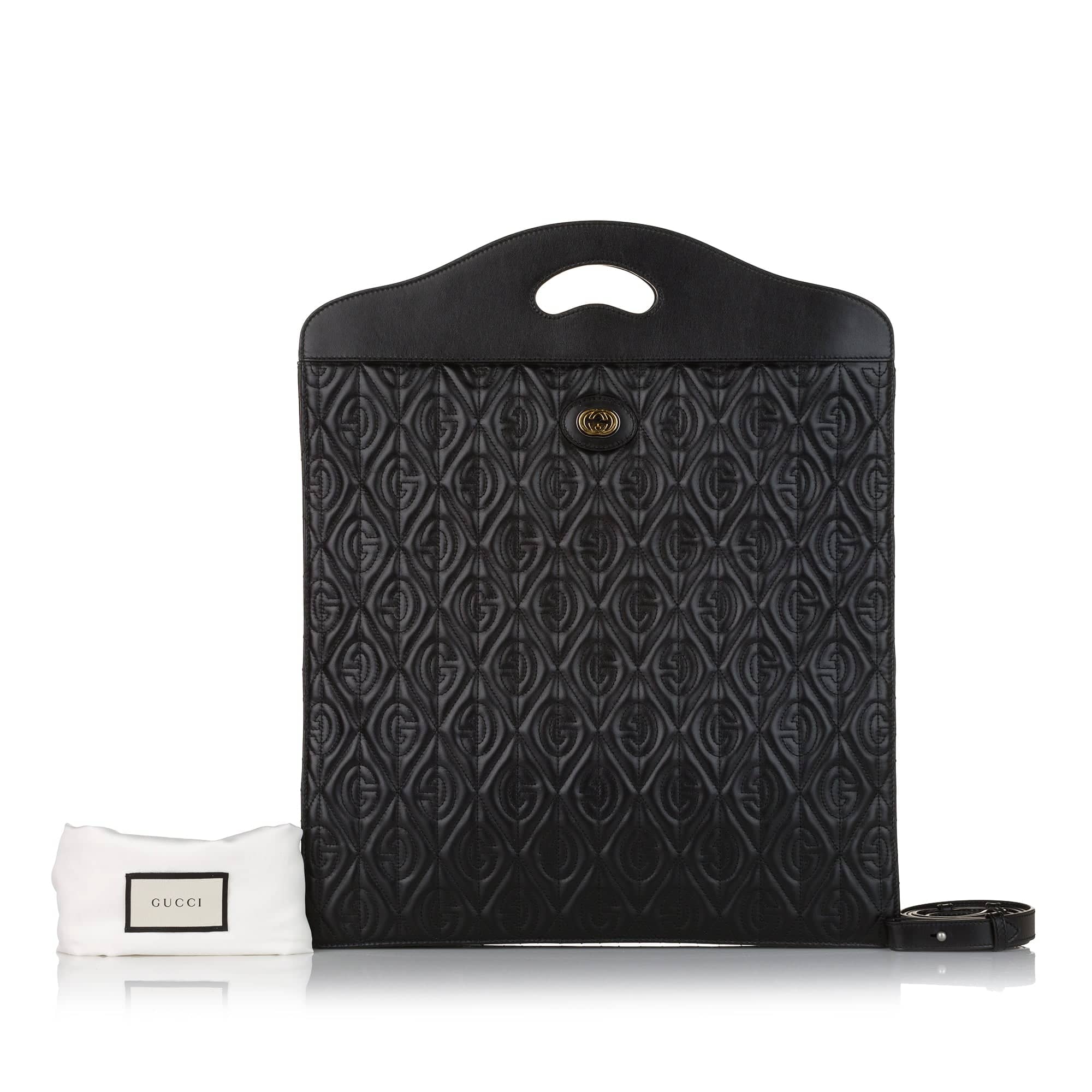 Gucci Morpheus Handbag Black Embroidered Leather