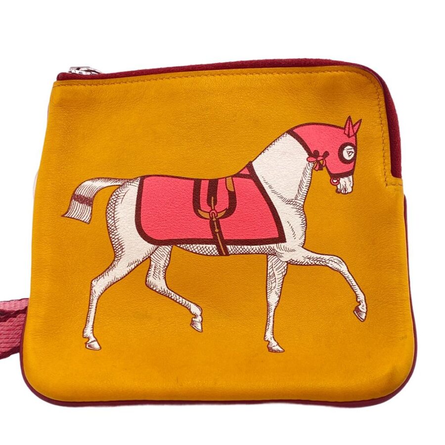 HERMES Pouch leather yellow boyfriend pocket | Studio Nafay