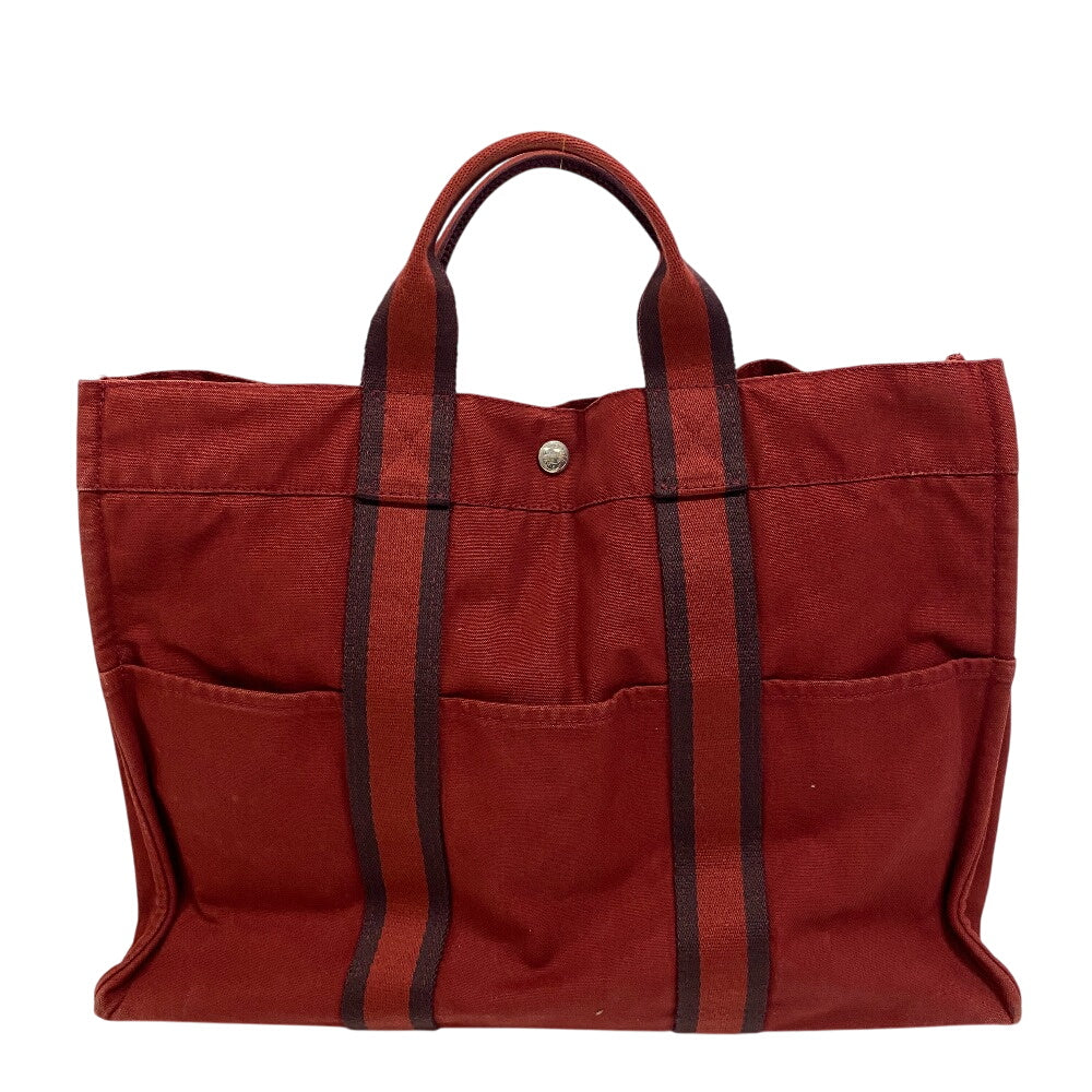HERMES Tote Bag Cotton canvas Red Handbag Shoulder Bag Hermes Fool ToeMM Women(Unisex)