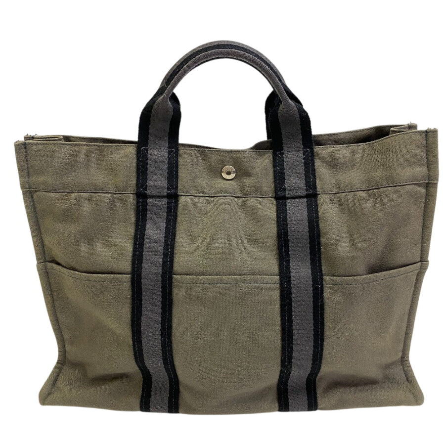 HERMES Tote Bag cotton Khaki green Tote BagA4 Fool Toe Tote MM Women(Unisex) | Studio Nafay