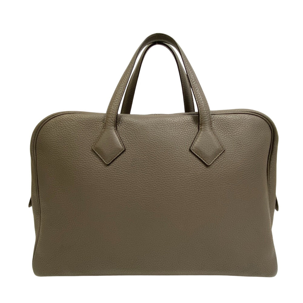 HERMES Business bag leather gray Victoria 40 mens
