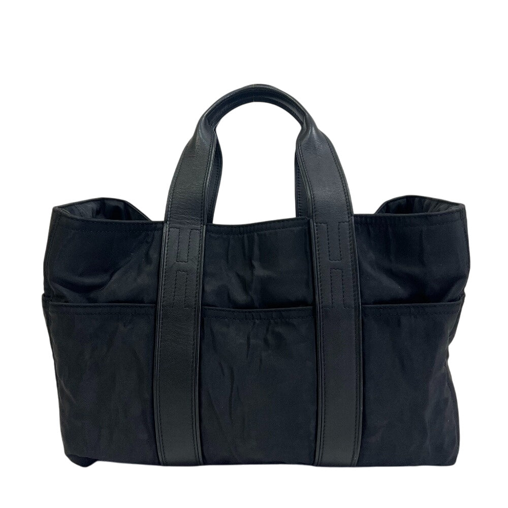 HERMES Tote Bag Nylon, Leather black Akapu Luco