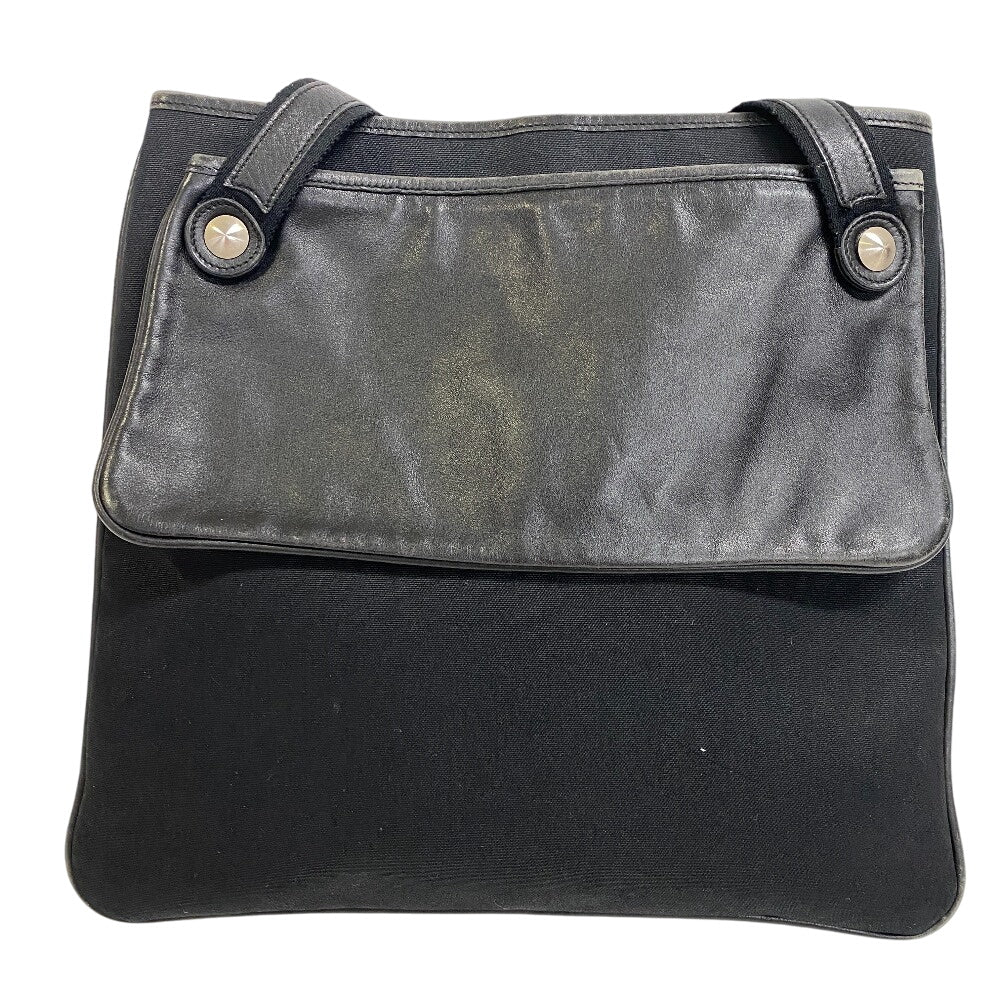 HERMES Shoulder Bag Leather, Canvas black Mrs. hippies
