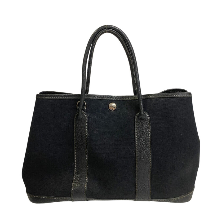 HERMES Handbag leather black Garden party TPM | Studio Nafay