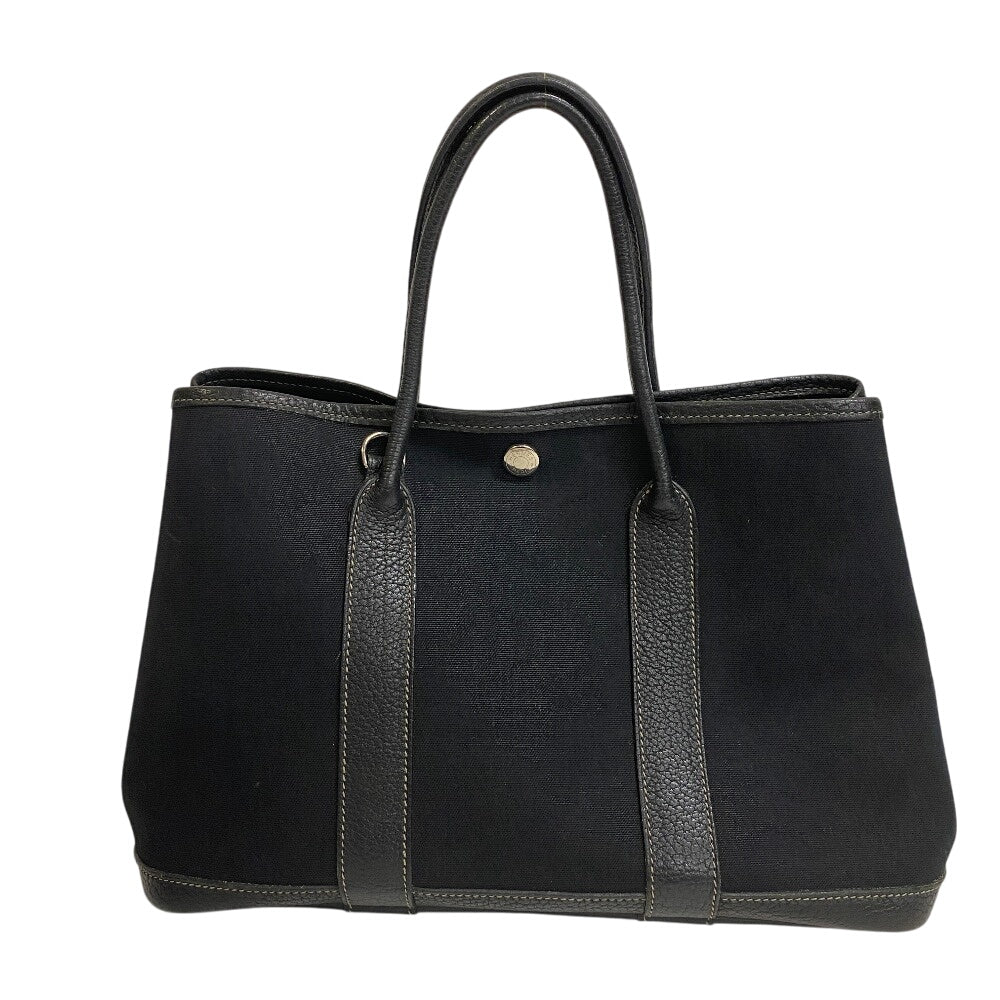 HERMES Handbag leather black Garden party TPM