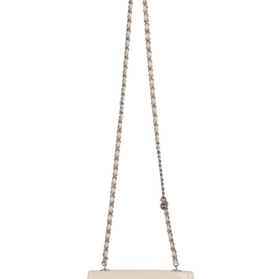 CHANEL Camellia Flap Bag Patent White | Studio Nafay
