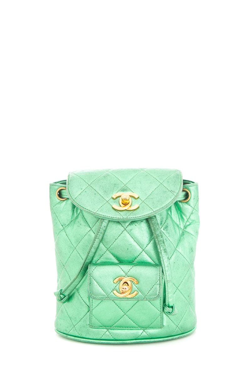 Chanel Metallic Green Mini Duma Backpack