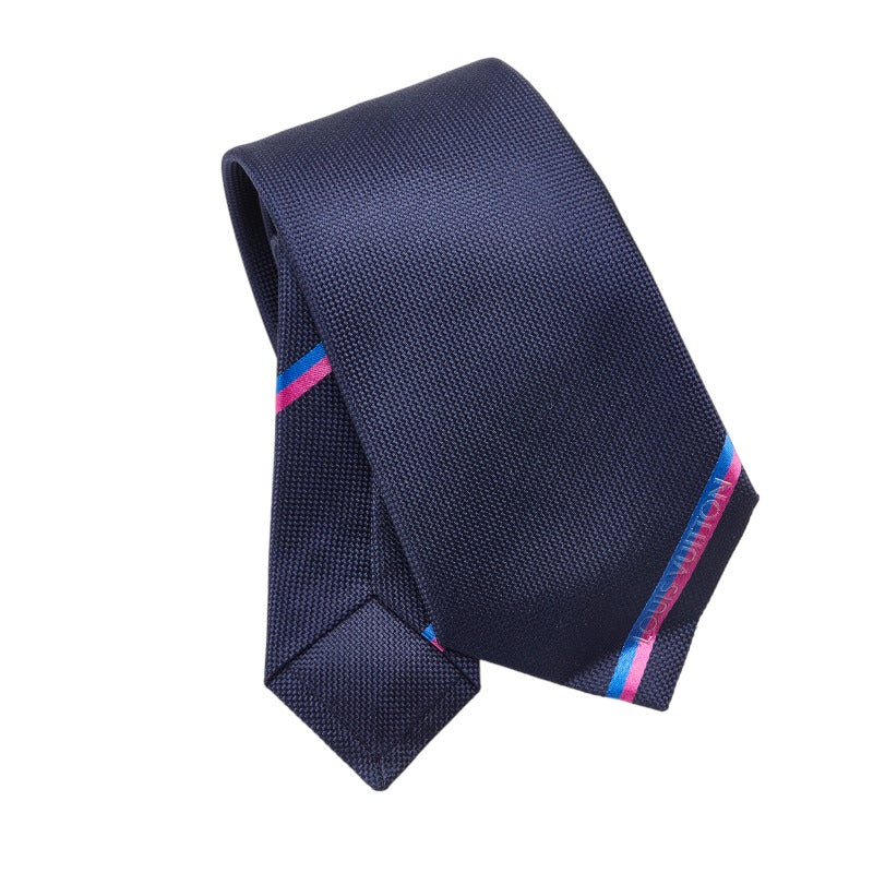 Louis Vuitton LV Cravat Bottom Strip 7CM Cravat Navi Multicolor Silk Men LOUIS VUITTON