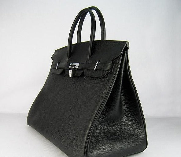 Hermes Birkin 35cm Togo Leather Handbags 6099 Black Silver | Studio Nafay