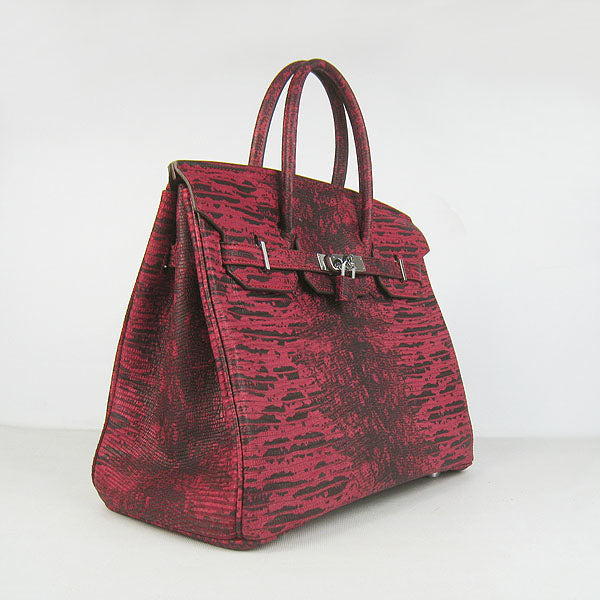 Hermes Birkin 35CM Lizard Pattern handbag 6089 Red/silver | Studio Nafay