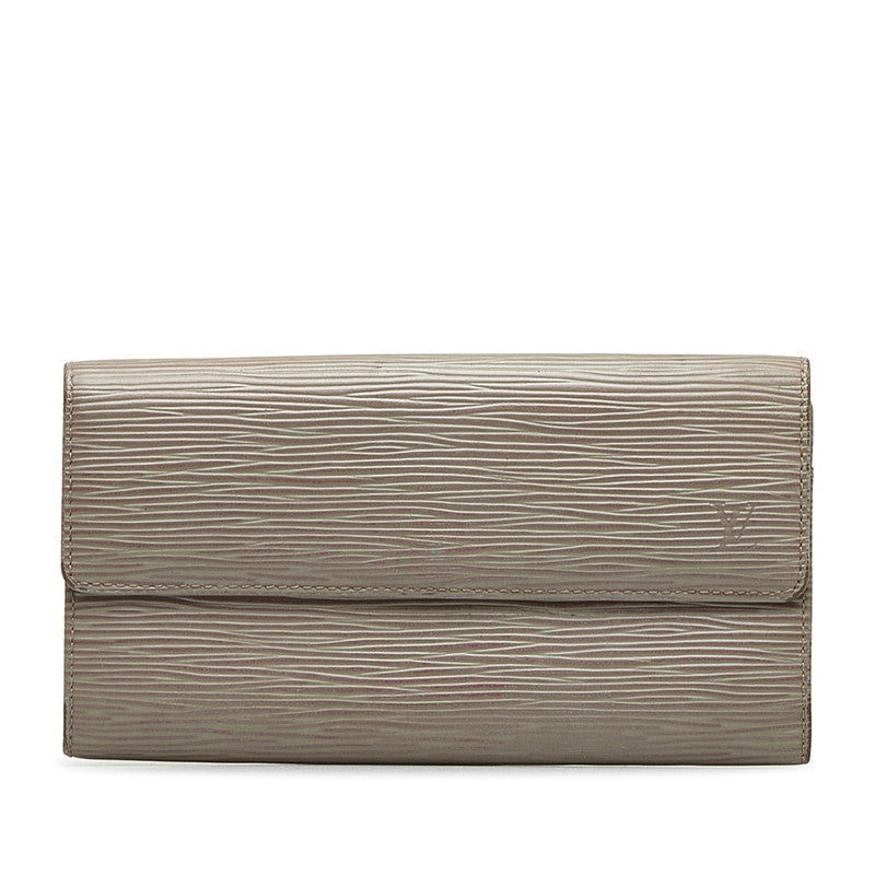 Louis Vuitton Gray Leather Louis Vuitton Long Wallet | Studio Nafay