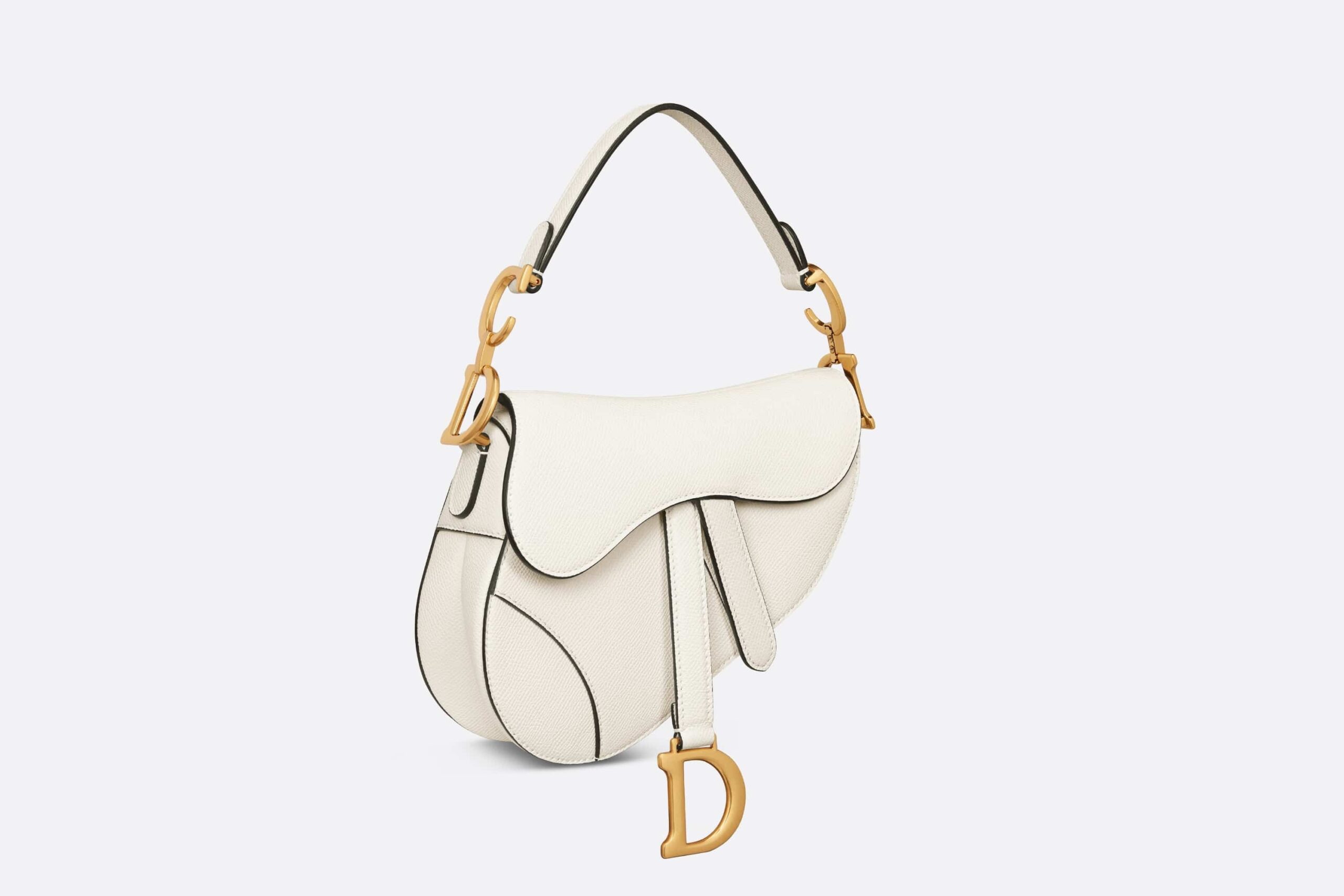 Dior Mini Saddle Bag with Strap white